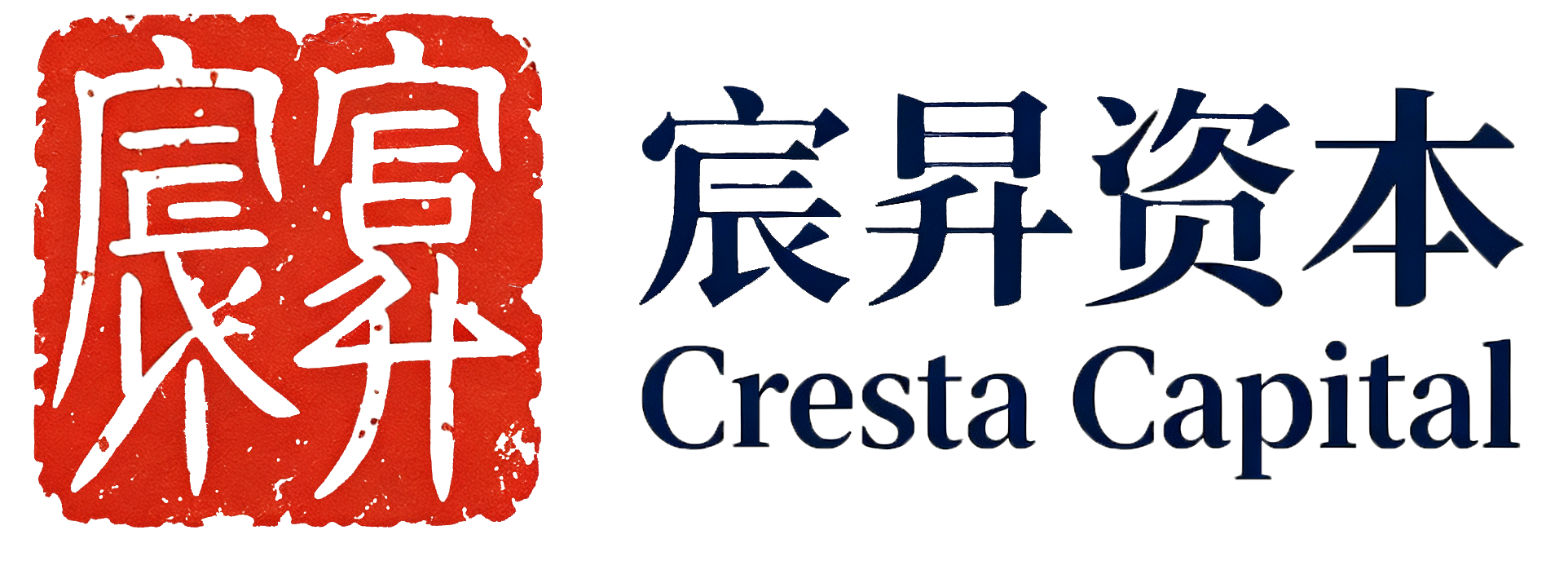 宸昇资本主标识，深蓝色背景上的金色立体艺术字体，字体线条流畅现代感强